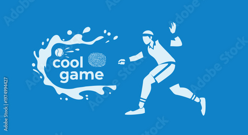 Dynamic Tennis Player Silhouette With Splashing Water And Text Cool Game