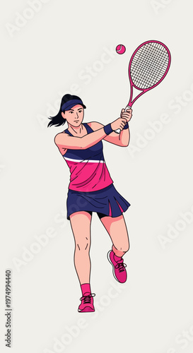 Dynamic Tennis Player Swinging Racquet Capturing Athleticism And Sport
