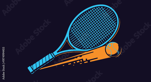 Dynamic Tennis Racket and Ball Graphic Design