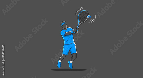 Dynamic Tennis Player Illustration Captures The Thrill Of The Game In Motion
