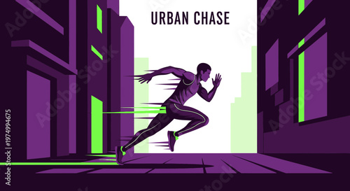 Dynamic Urban Runner Capturing Speed In A Cityscape