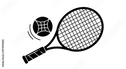 Dynamic Tennis Racquet and Ball Action Graphic