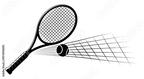 Dynamic Tennis Racquet And Ball Action Graphic Icon