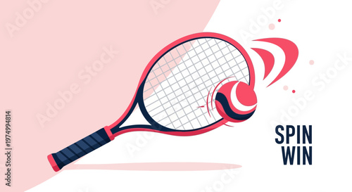 Dynamic Tennis Racquet And Ball With Spin Motion Vector Art
