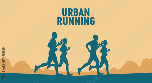 Dynamic Urban Running Silhouettes Capturing City Fitness and Outdoor Activity