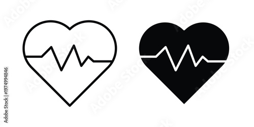 Heartbeat icon on white background. linear pictogram. Flat symbols