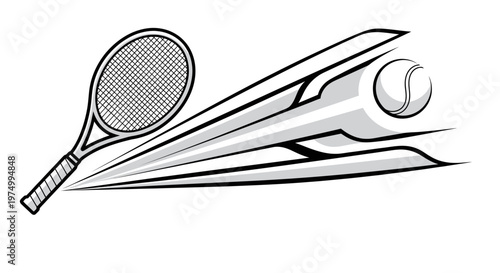Dynamic Tennis Racquet Strike Action Illustration