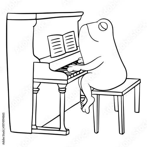 Pianist frog drawing