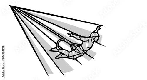 Dynamic Vector Graphic Of A Person Skydiving With Sun Rays Illustration