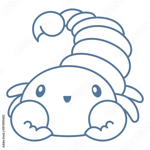 Kawaii lobster for coloring