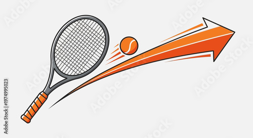 Dynamic Tennis Serve With Orange Arrow Motion Graphic