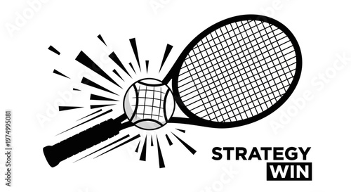 Dynamic Tennis Stroke Icon With Winning Strategy Message