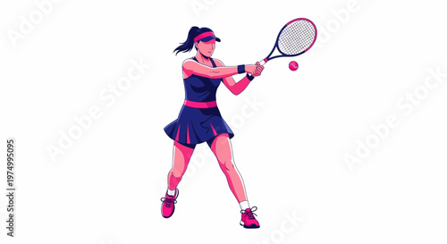 Dynamic Tennis Player In Action Striking The Ball
