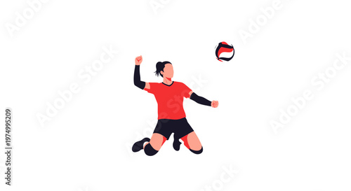 Dynamic Volleyball Player Illustration Capturing A Powerful Serve