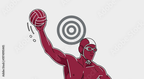 Dynamic Water Polo Player Aiming For The Goal With Precision
