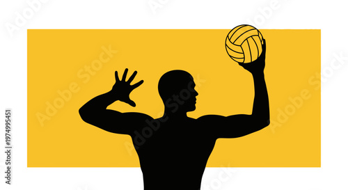 Dynamic Volleyball Player Silhouette Mid-Serve Action Shot