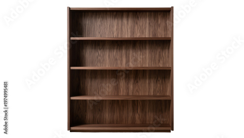 Εκτύπωση καμβά Isolated natural dark wood grain bookcase with five empty shelves for organizati