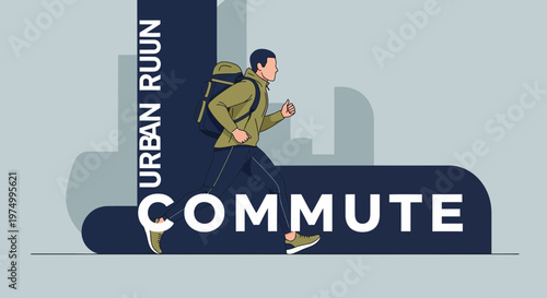 Dynamic Urban Commute Runner With Backpack Depicts Active City Travel