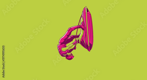 Dynamic Wakeboarder Performing Aerial Maneuver in Vibrant Illustration Style