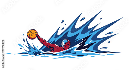 Dynamic Water Polo Athlete Captures Action Splash