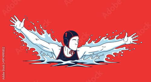 Dynamic Water Polo Player In Action Splashing Water