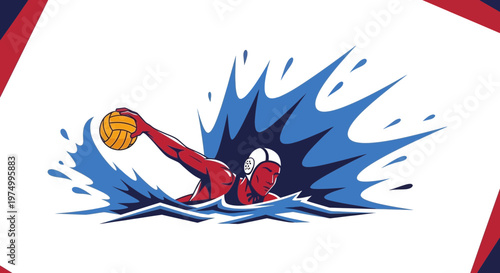 Dynamic Water Polo Athlete Illustration In Action