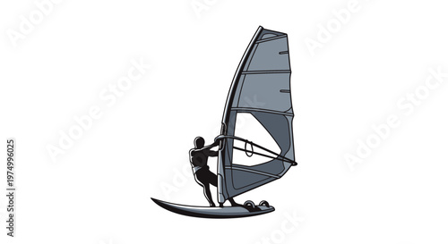 Dynamic Wind Surfer Silhouette Capturing Ocean Sport Activity