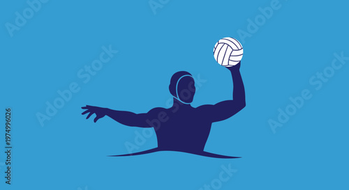 Dynamic Water Polo Athlete Silhouette In Action Holding Ball