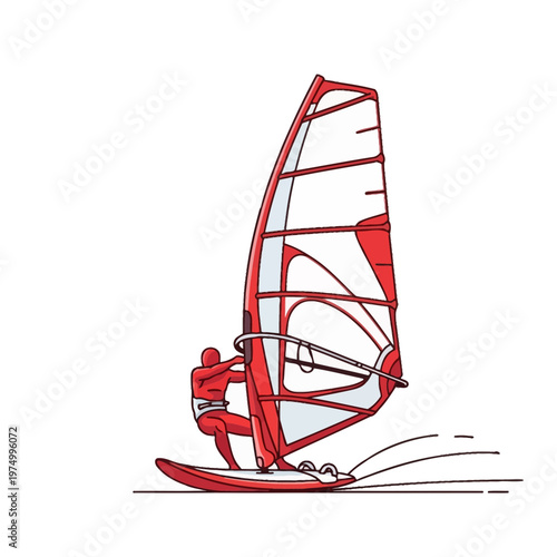 Dynamic Wind Surfer Silhouette Captures Aquatic Adventure and Extreme Sport Thrills