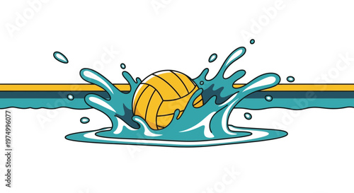 Dynamic Water Polo Ball Splash Action Scene With Clean Style