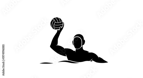 Dynamic Water Polo Player Silhouette Captures Intense Sport Action
