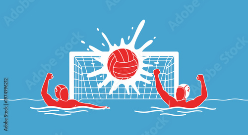 Dynamic Water Polo Match Illustration Capturing Action And Victory