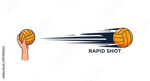 Dynamic Water Polo Ball Launch Swift Action Sports Illustration