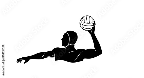 Dynamic Water Polo Player Silhouette Executing a Powerful Throw