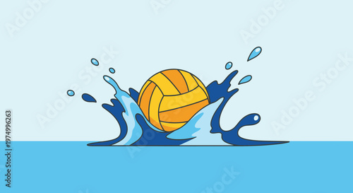 Dynamic Water Polo Ball Splash Dynamic Aquatic Sport Action