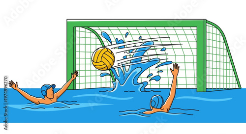 Dynamic Water Polo Match Intense Action Splash Goal