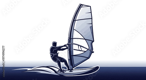 Dynamic Wind Surfing Silhouette Capturing Extreme Sport Motion
