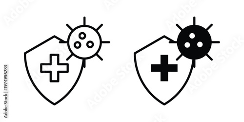 Immunity icon on white background. linear pictogram. Flat symbols