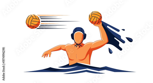 Dynamic Water Polo Player Throwing Ball Action Scene