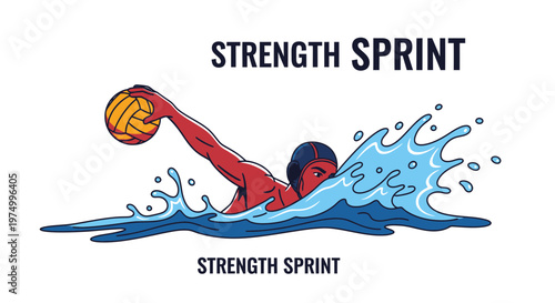 Dynamic Water Polo Player With Ball In Motion