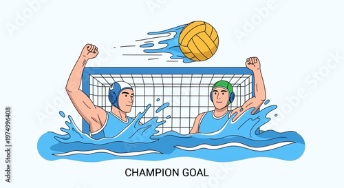 Dynamic Water Polo Players Celebrate A Winning Goal In A Thrilling Match