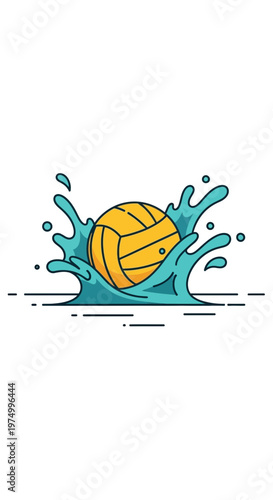 Dynamic Water Polo Splash Action Sport Graphic Illustration