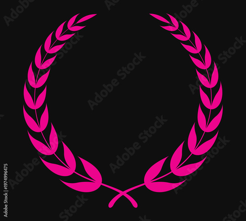 Pink Laurel Wreath Vector Illustration