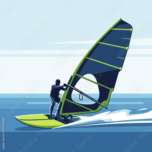 Dynamic Windsurfing Action Captures Thrilling Ocean Sport