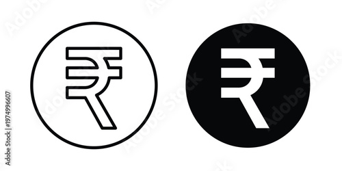 Indian rupee icon on white background. linear pictogram. Flat symbols