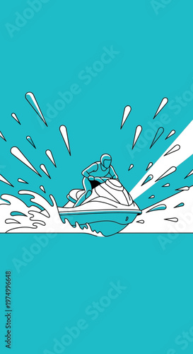 Dynamic Watercraft Action Sport Excitement With Splashing Waves