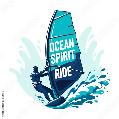 Dynamic Windsurfing Action Dynamic Water Sport Illustration