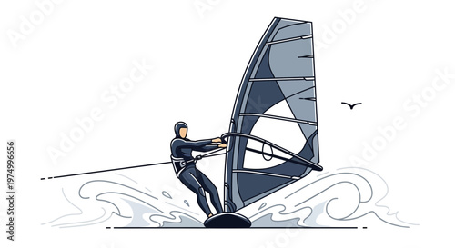 Dynamic Windsurfer Harnessing the Power of the Ocean Waves