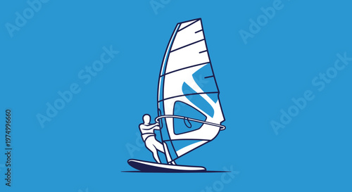 Dynamic Windsurfer In Action Minimalist Graphic Design