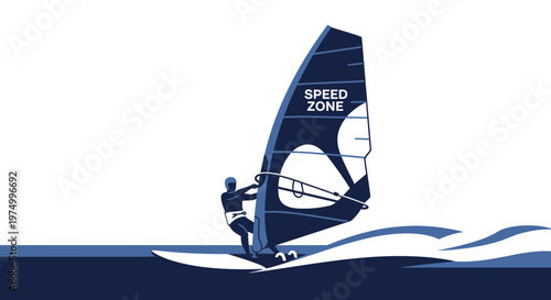 Dynamic Windsurfer Navigating A Speed Zone With Artistic Flair